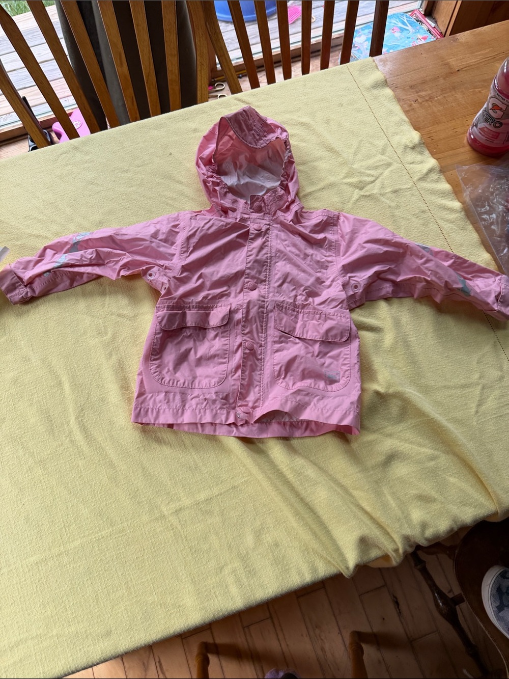 REI Pink Hooded Kids Rain Jacket